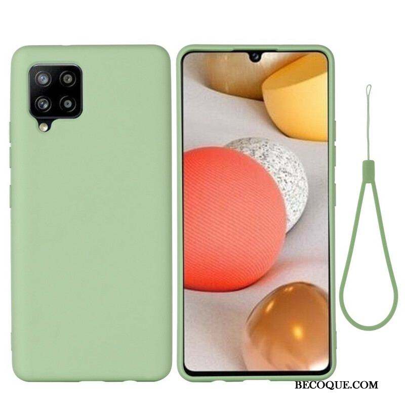 Coque Samsung Galaxy A42 Silicone Liquide avec Lanière