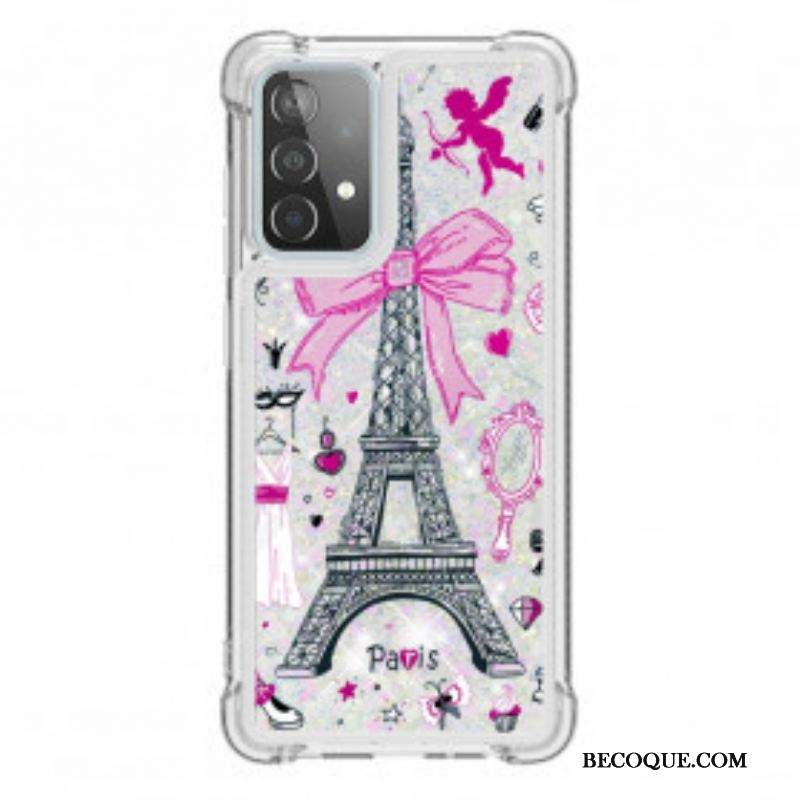 Coque Samsung Galaxy A52 4G / A52 5G / A52s 5G La Tour Eiffel Paillettes