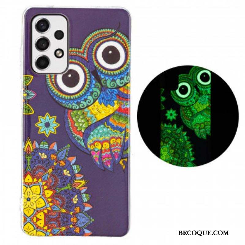 Coque Samsung Galaxy A53 5G Hibou Mandala Fluorescente