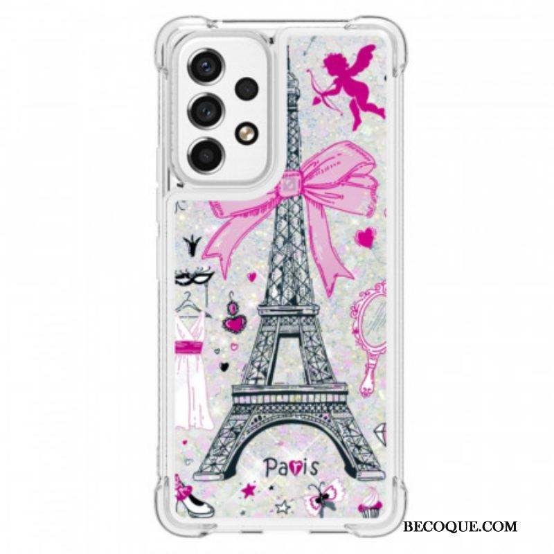 Coque Samsung Galaxy A53 5G La Tour Eiffel Paillettes