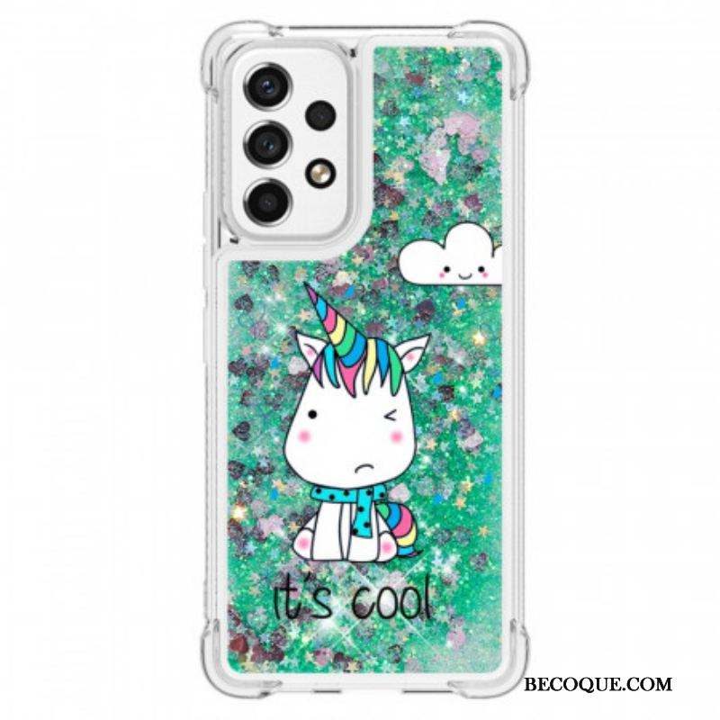 Coque Samsung Galaxy A53 5G Licorne Paillettes