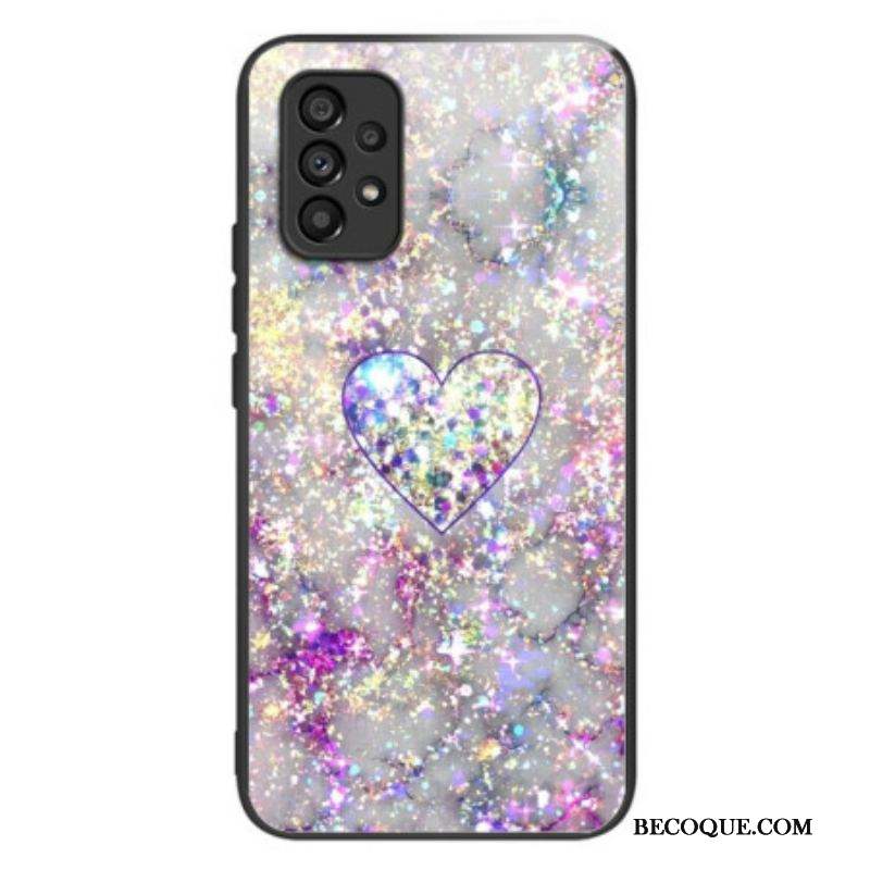 Coque Samsung Galaxy A53 5G Verre Trempé Coeur à Paillettes