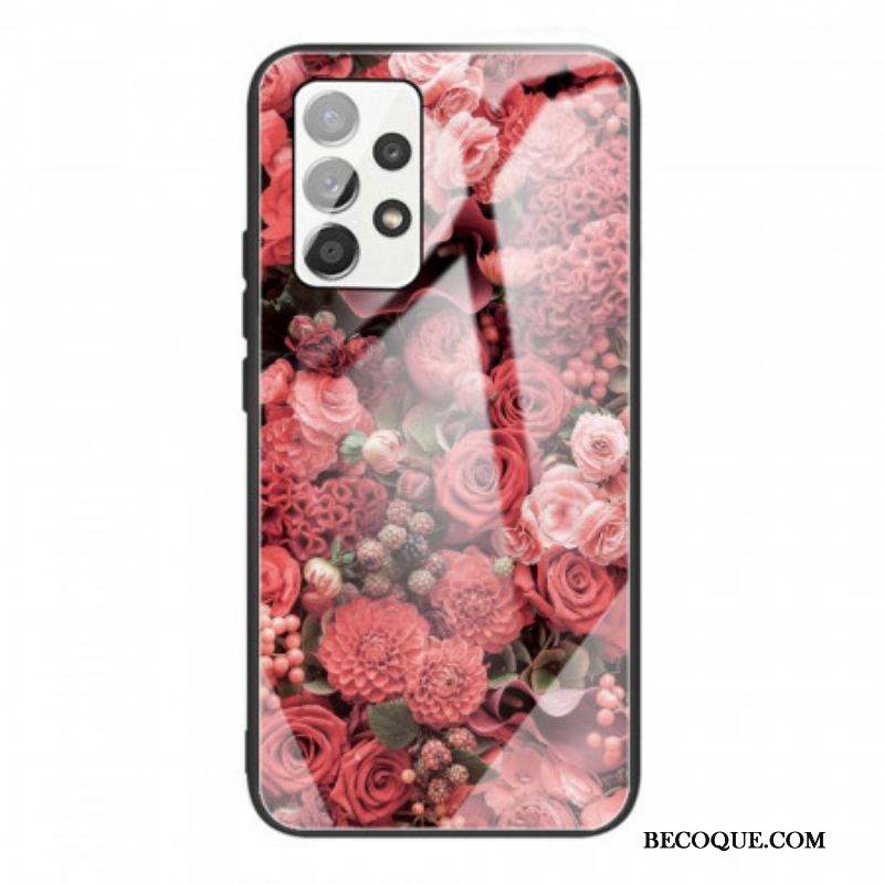 Coque Samsung Galaxy A53 5G Verre trempé Fleurs Roses