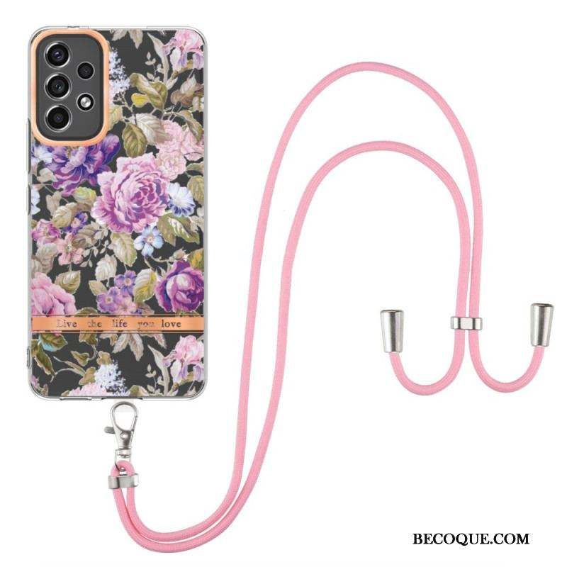 Coque Samsung Galaxy A53 5G à Cordon Florale