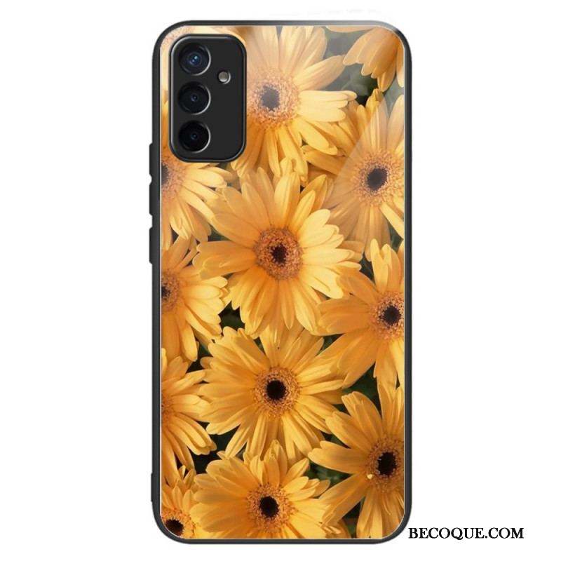 Coque Samsung Galaxy M13 Verre Trempé Fleurs de Soleil