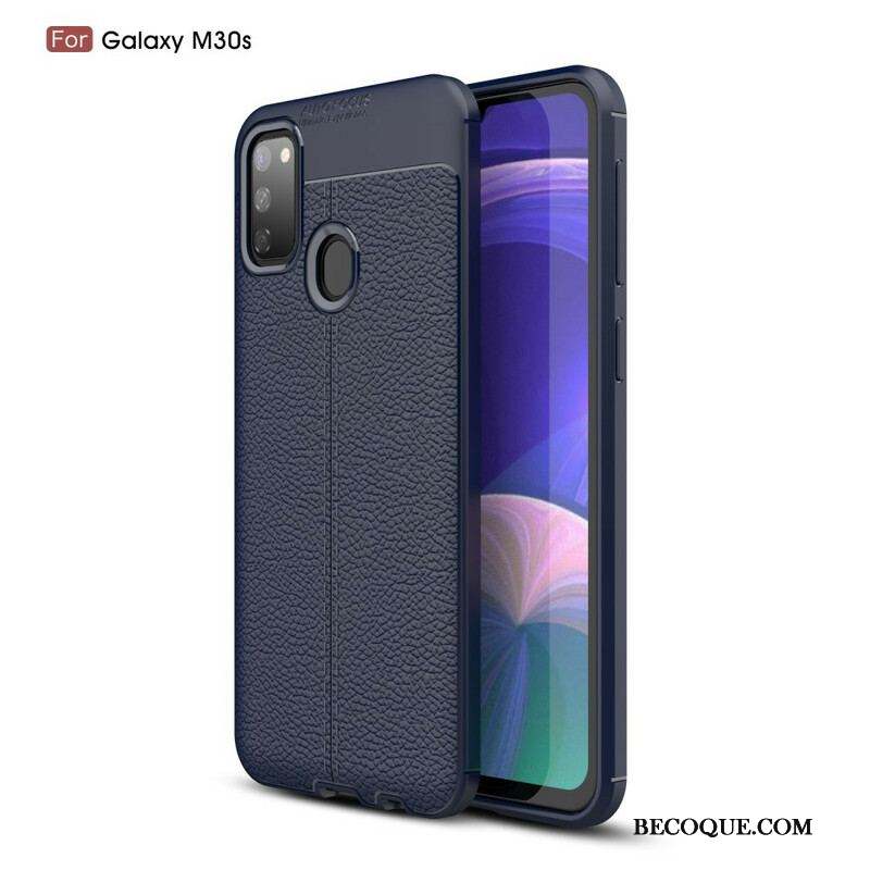 Coque Samsung Galaxy M21 Effet Cuir Litchi Double Line