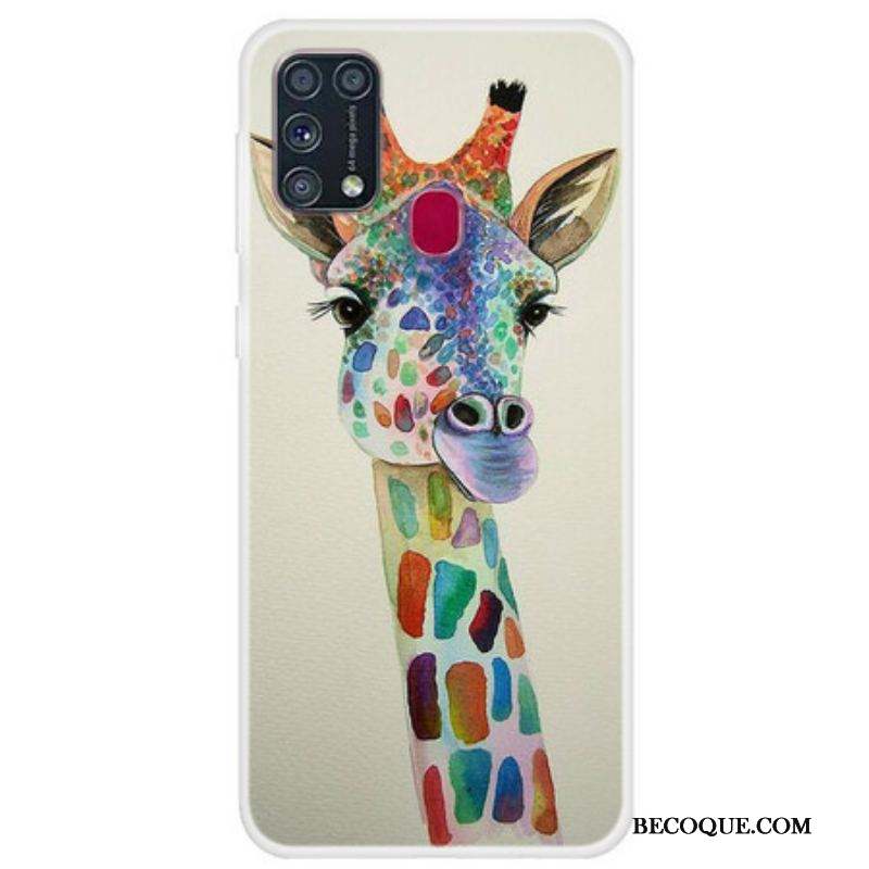 Coque Samsung Galaxy M31 Girafe Colorée