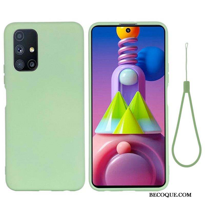 Coque Samsung Galaxy M51 Silicone Liquide avec Lanière