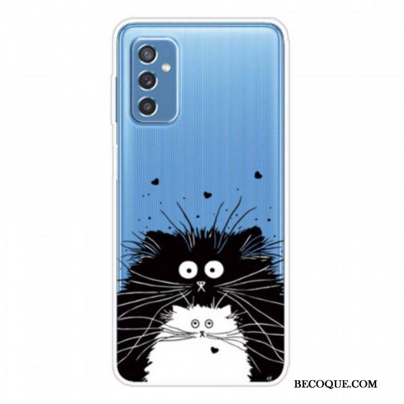 Coque Samsung Galaxy M52 5G Chats Noir et Blanc