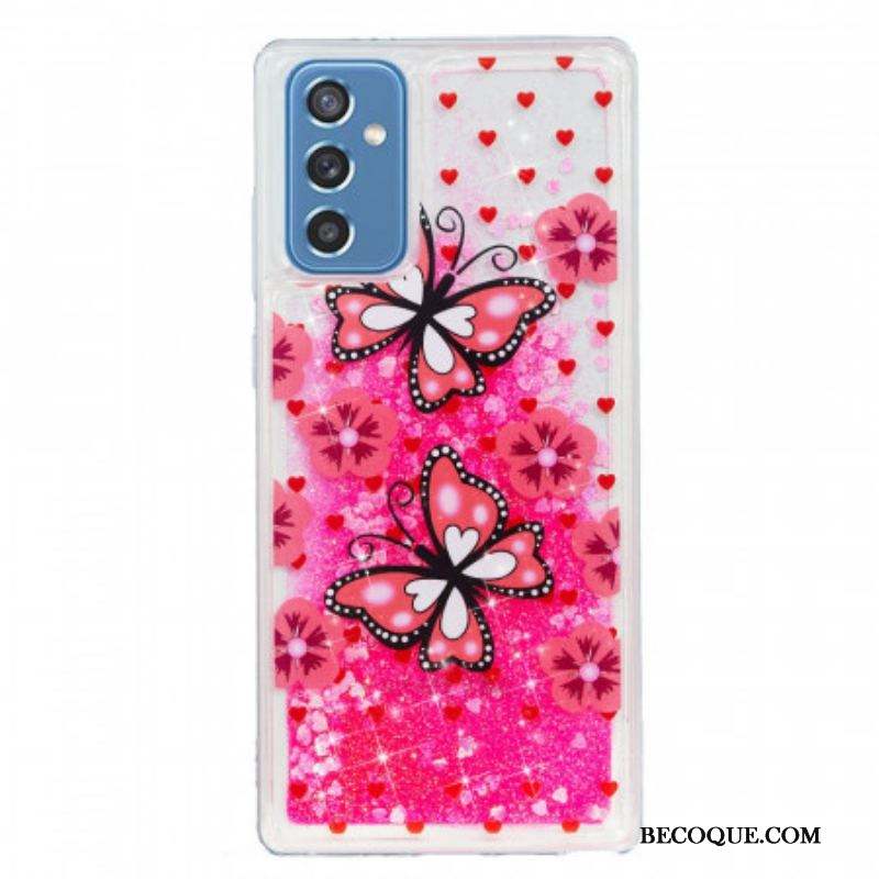 Coque Samsung Galaxy M52 5G Papillons Roses