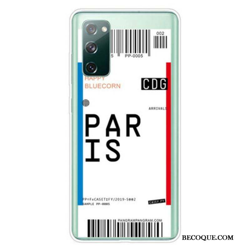 Coque Samsung Galaxy S20 FE Boarding Pass to Paris