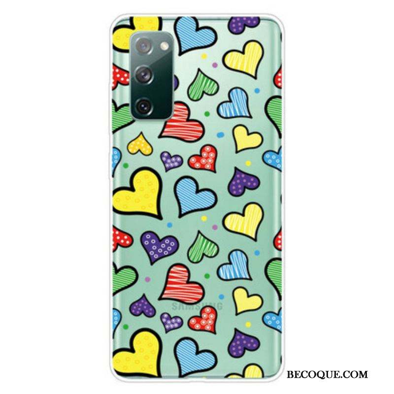 Coque Samsung Galaxy S20 FE Coeurs Multicolors