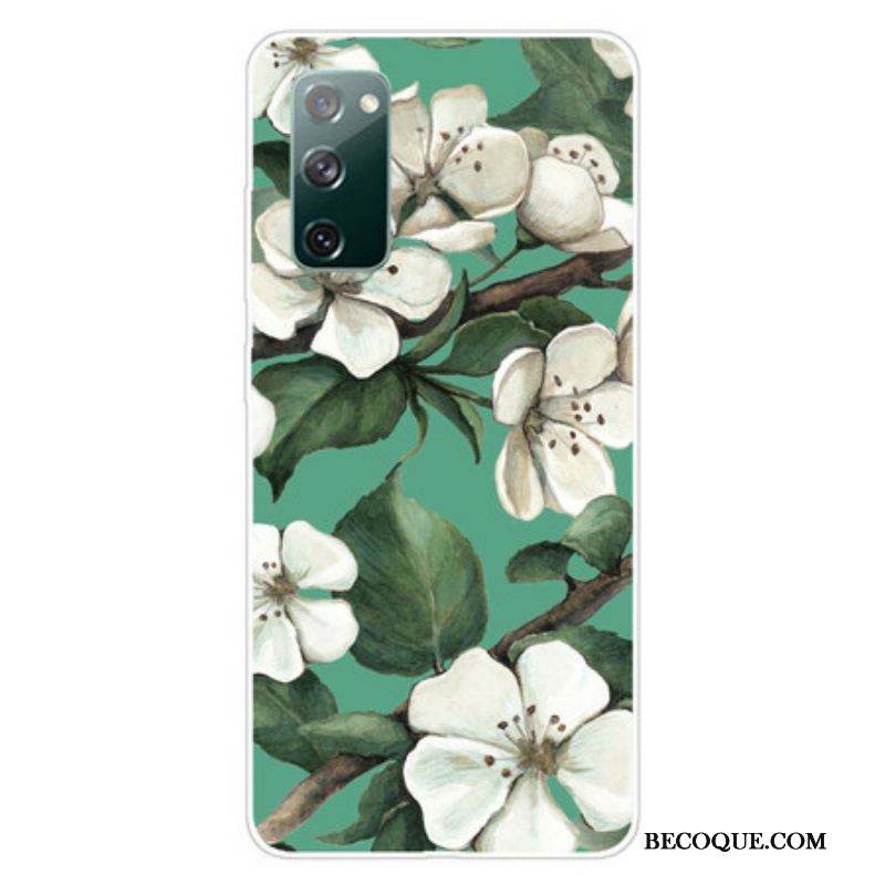 Coque Samsung Galaxy S20 FE Fleurs Blanches Peintes