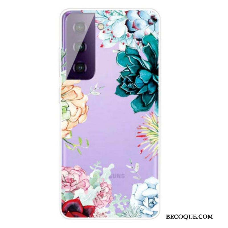 Coque Samsung Galaxy S21 5G Fleurs Aquarelle