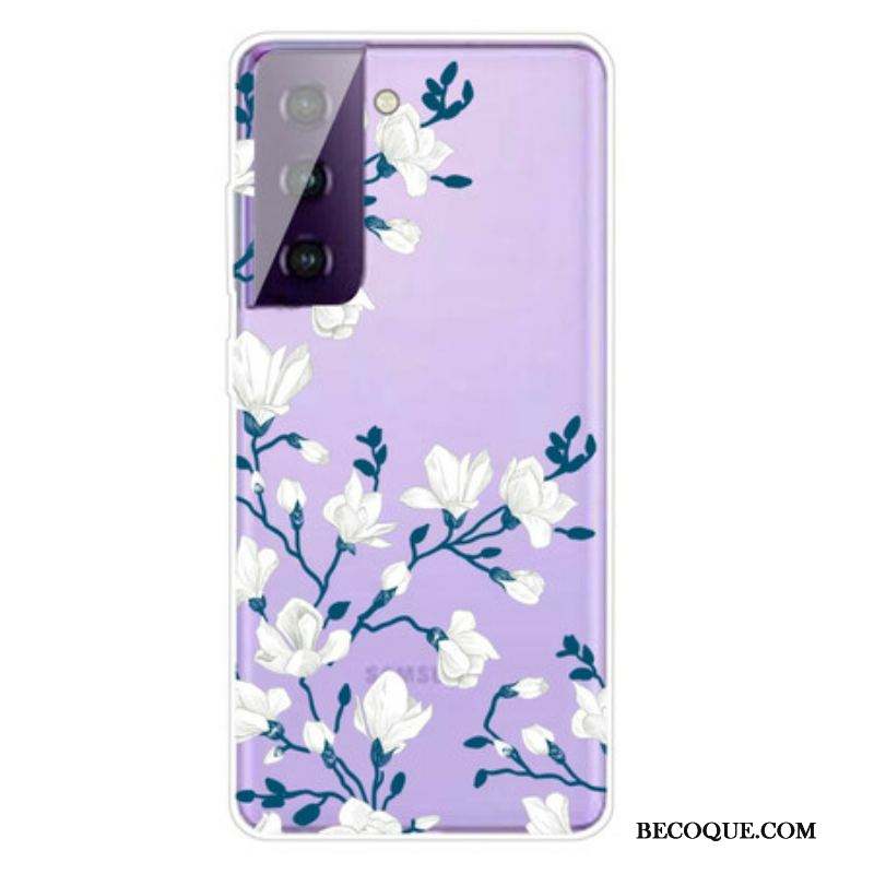 Coque Samsung Galaxy S21 5G Fleurs Blanches