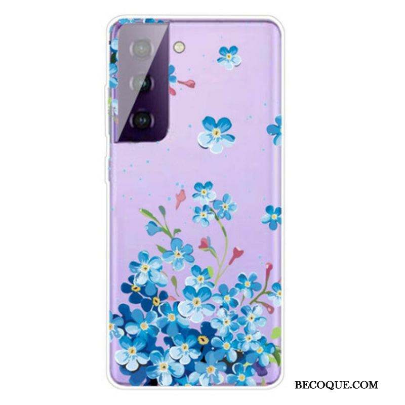 Coque Samsung Galaxy S21 5G Fleurs Bleues