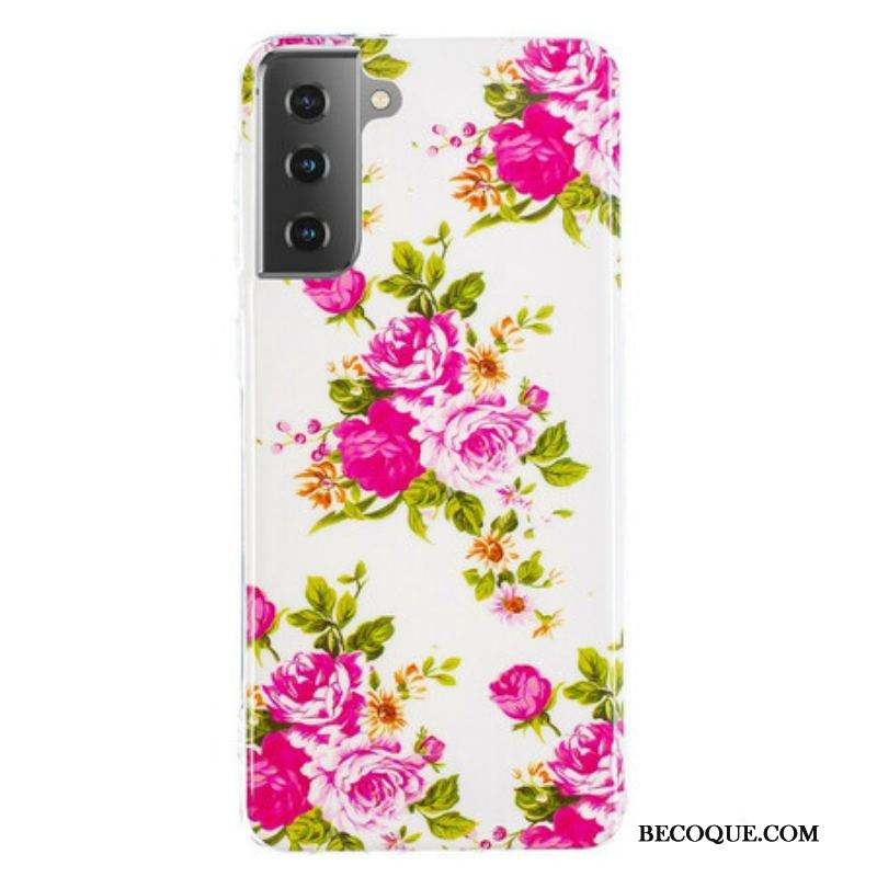 Coque Samsung Galaxy S21 5G Fleurs Liberty Fluorescente