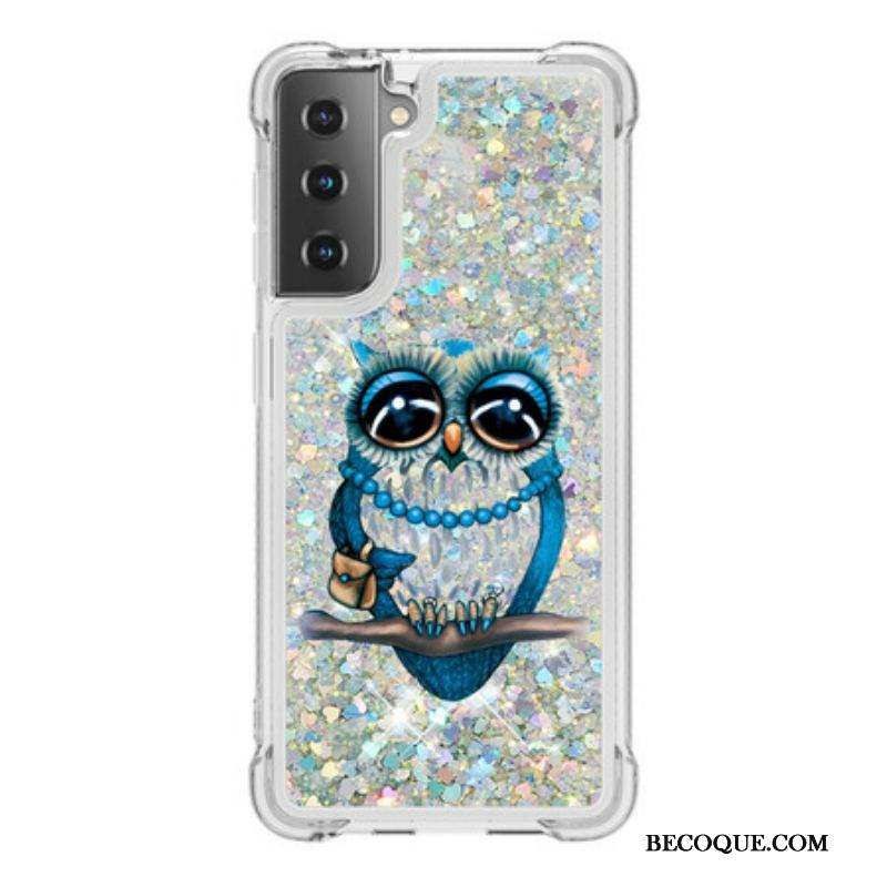 Coque Samsung Galaxy S21 5G Miss Hibou Paillettes