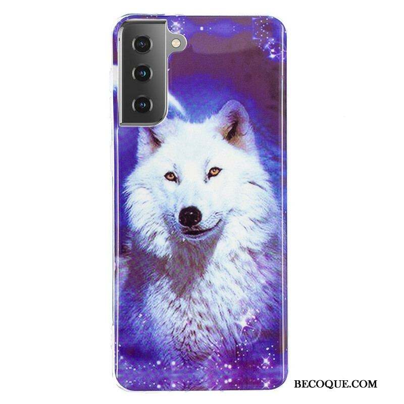 Coque Samsung Galaxy S21 5G Série Loup Fluorescente