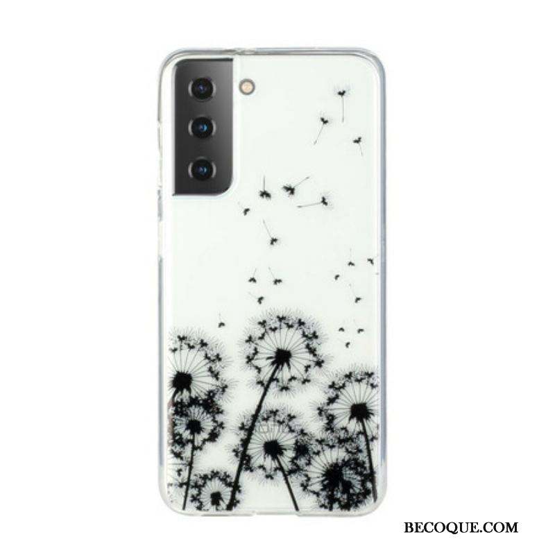 Coque Samsung Galaxy S21 5G Transparente Pissenlits Noirs