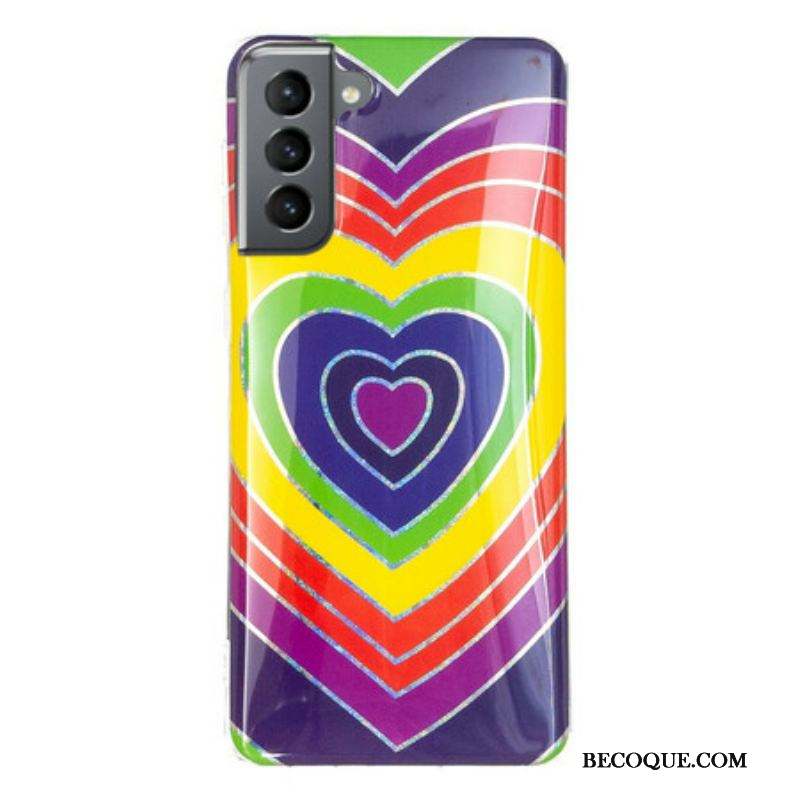 Coque Samsung Galaxy S21 FE Coeur Psychédélique