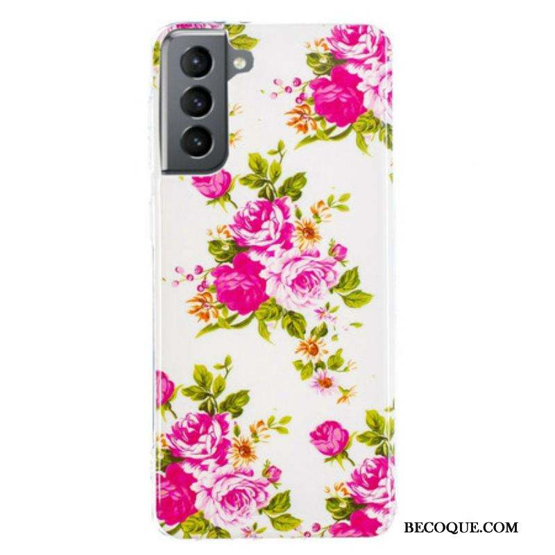 Coque Samsung Galaxy S21 FE Fleurs Liberty Fluorescente