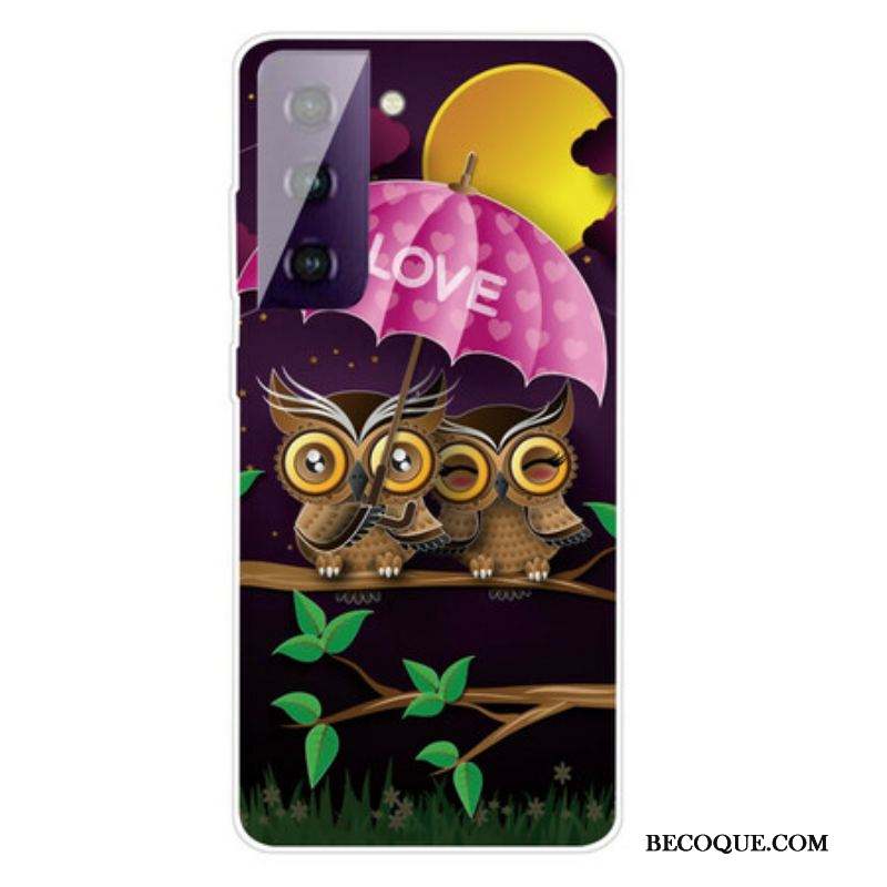 Coque Samsung Galaxy S21 FE Flexible Love Hiboux