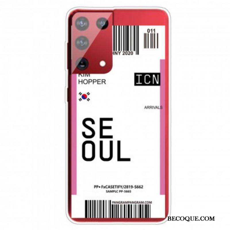 Coque Samsung Galaxy S21 Ultra 5G Boarding Pass to Seoul