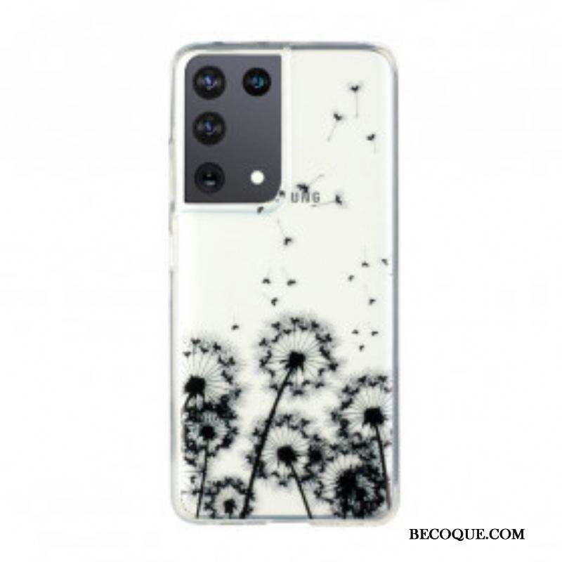 Coque Samsung Galaxy S21 Ultra 5G Transparente Pissenlits Noirs