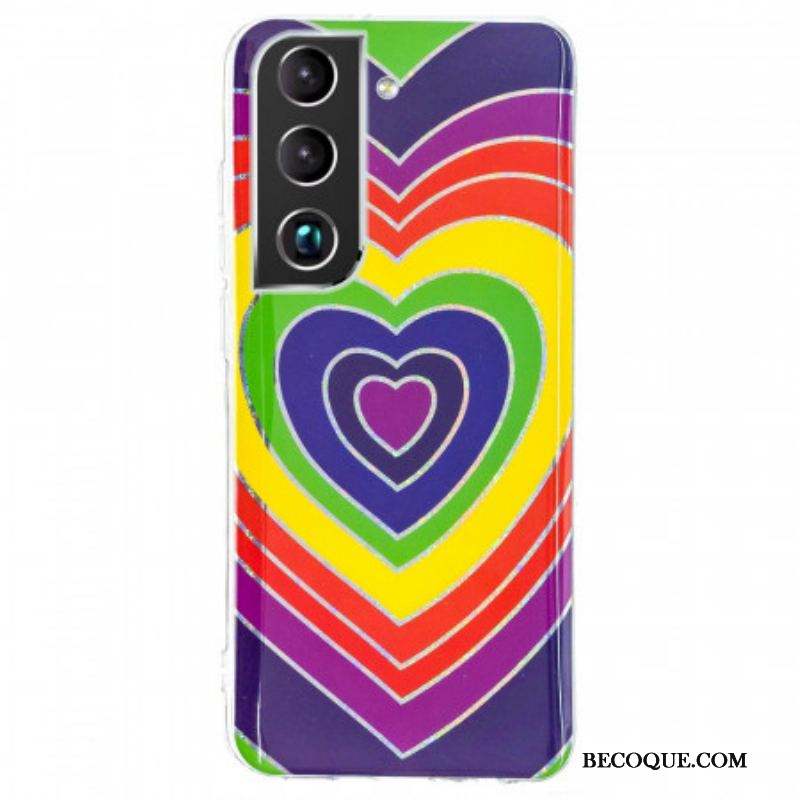 Coque Samsung Galaxy S22 5G Coeur Psychédélique