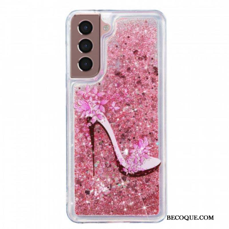 Coque Samsung Galaxy S22 5G Escarpin Paillettes