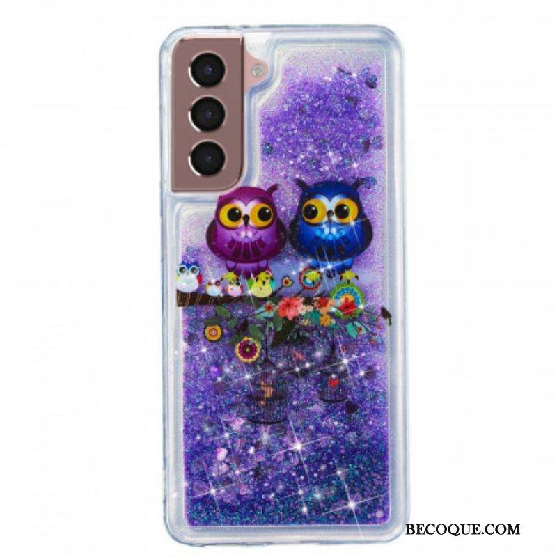 Coque Samsung Galaxy S22 5G Hiboux Paillettes