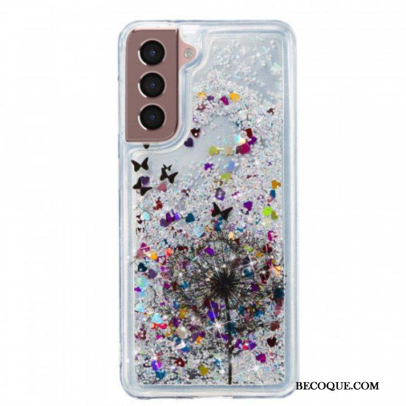 Coque Samsung Galaxy S22 5G Pissenlits Paillettes