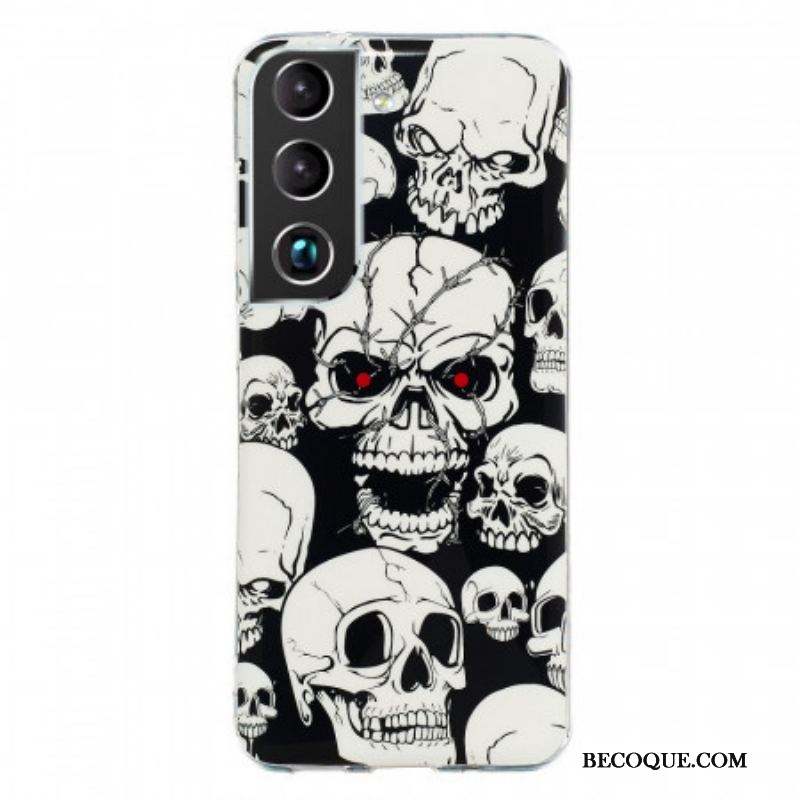 Coque Samsung Galaxy S22 Plus 5G Attention Têtes de Mort Fluorescente