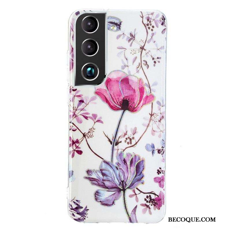 Coque Samsung Galaxy S22 Plus 5G Marbrée Fleurs