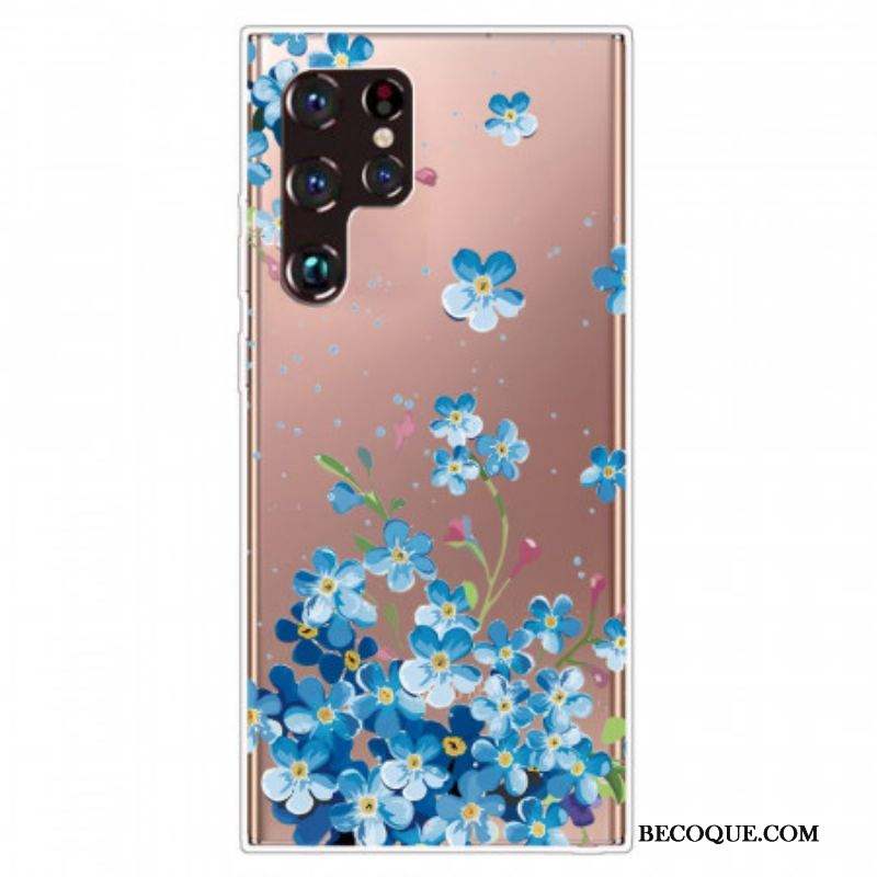 Coque Samsung Galaxy S22 Ultra 5G Fleurs Bleues