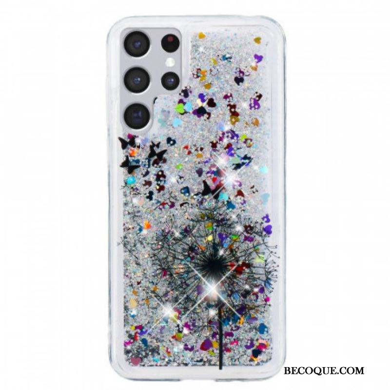 Coque Samsung Galaxy S22 Ultra 5G Pissenlits Paillettes