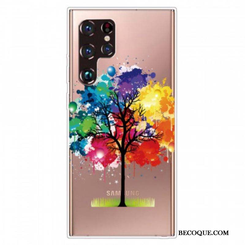 Coque Samsung Galaxy S22 Ultra 5G Transparente Arbre Aquarelle