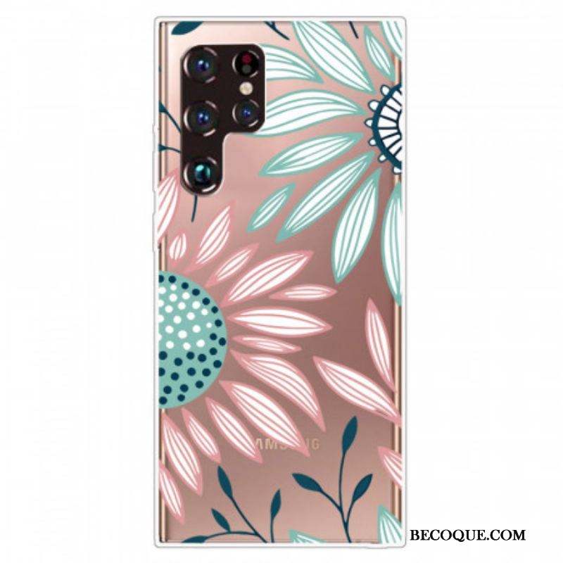 Coque Samsung Galaxy S22 Ultra 5G Transparente Une Fleur