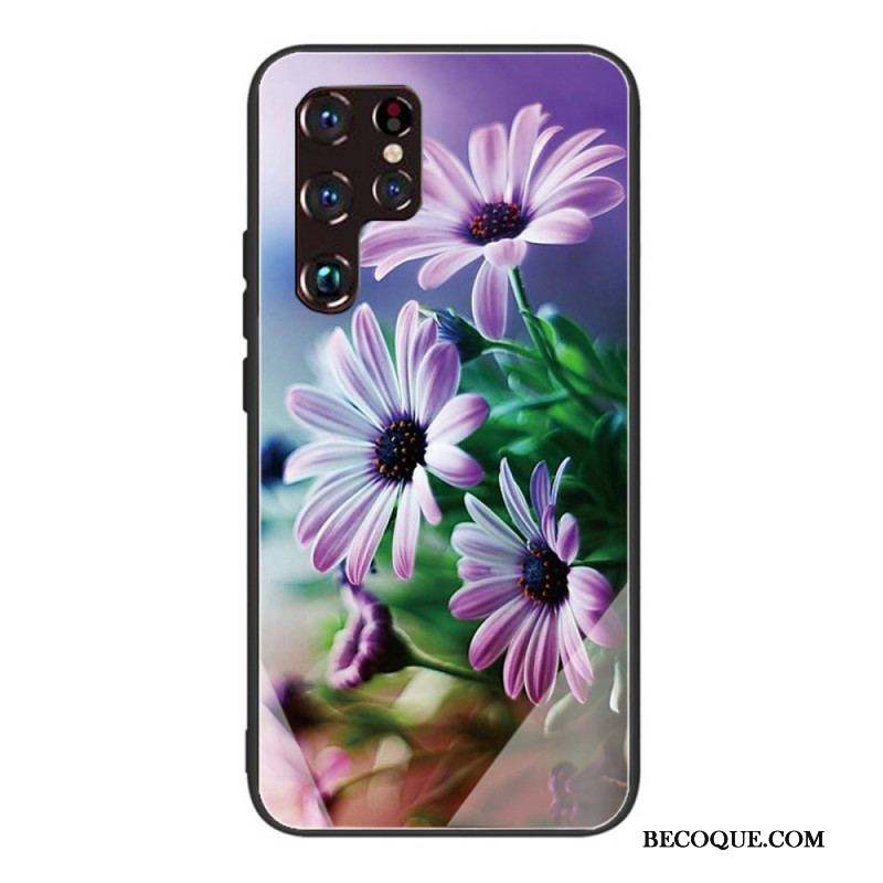 Coque Samsung Galaxy S22 Ultra 5G Verre Trempé Fleurs Réalistes