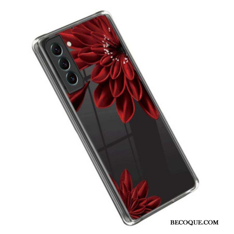 Coque Samsung Galaxy S23 5G Transparente Fleur Rouge