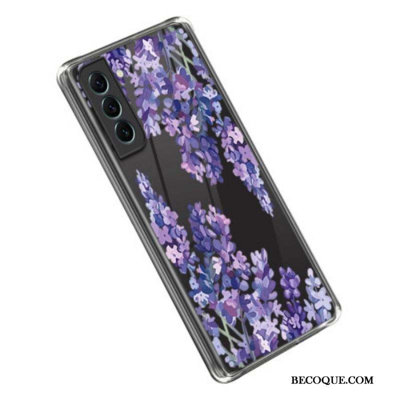 Coque Samsung Galaxy S23 5G Transparente Fleurs Violettes