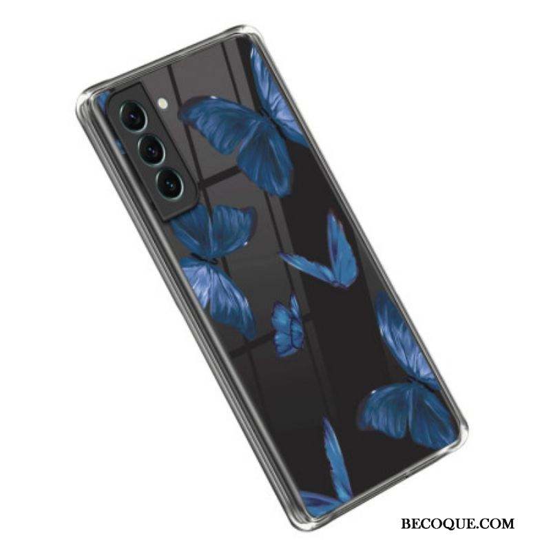 Coque Samsung Galaxy S23 5G Transparente Papillons Bleus