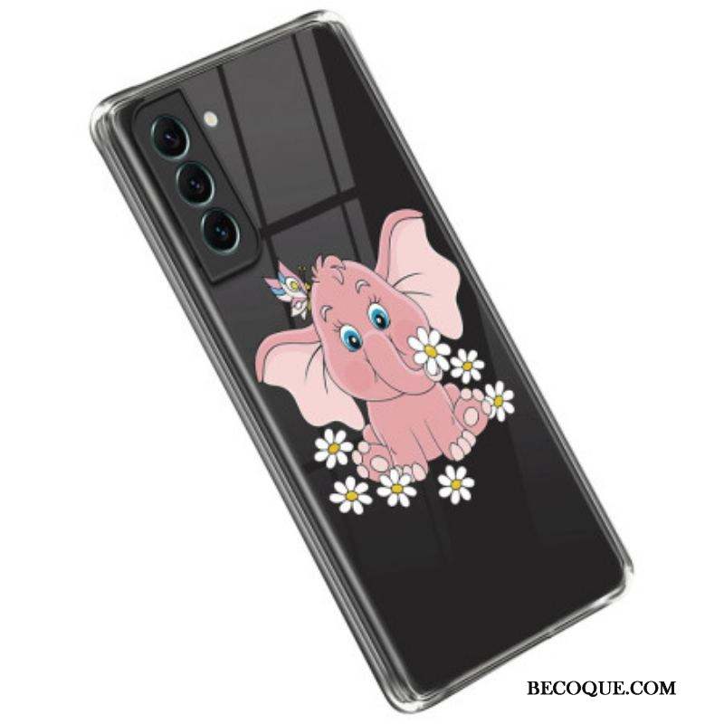 Coque Samsung Galaxy S23 5G Transparente Éléphant Rose