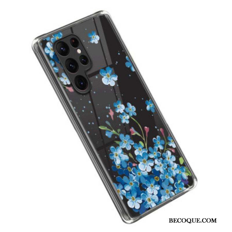 Coque Samsung Galaxy S23 Ultra 5G Fleurs Bleues