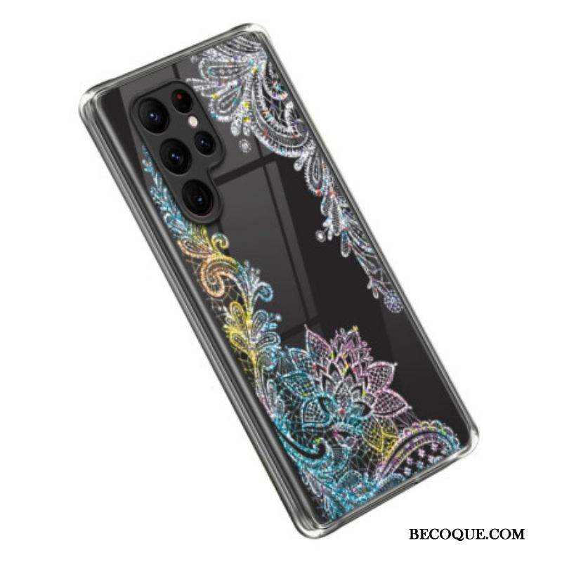 Coque Samsung Galaxy S23 Ultra 5G Transparente Dentelle Mandala