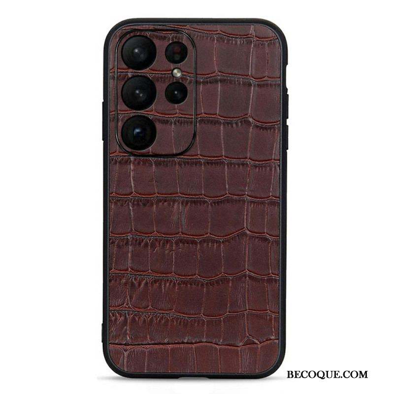 Coque Samsung Galaxy S23 Ultra 5G Véritable Cuir Style Crocodile