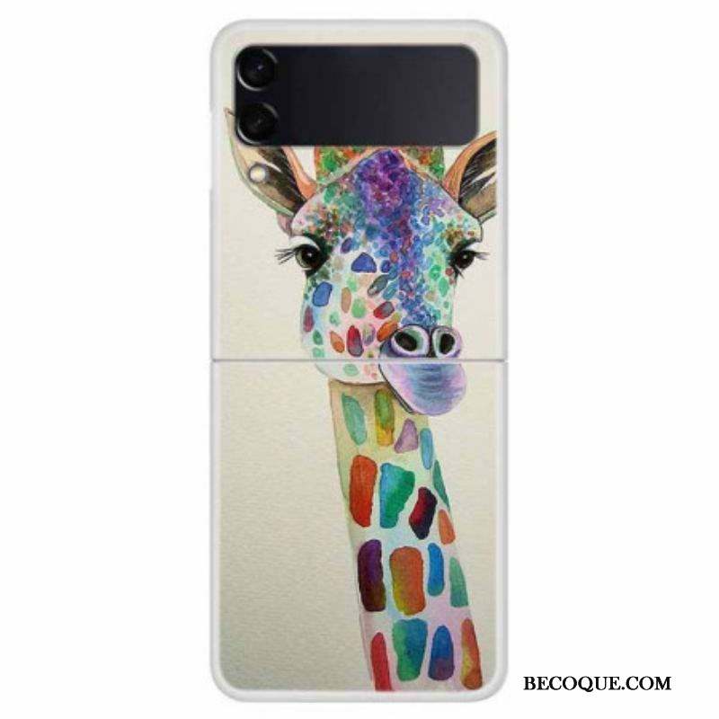 Coque Samsung Galaxy Z Flip 4 Girafe Colorée