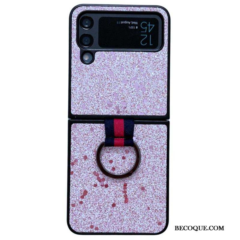 Coque Samsung Galaxy Z Flip 4 Paillettes avec Anneau