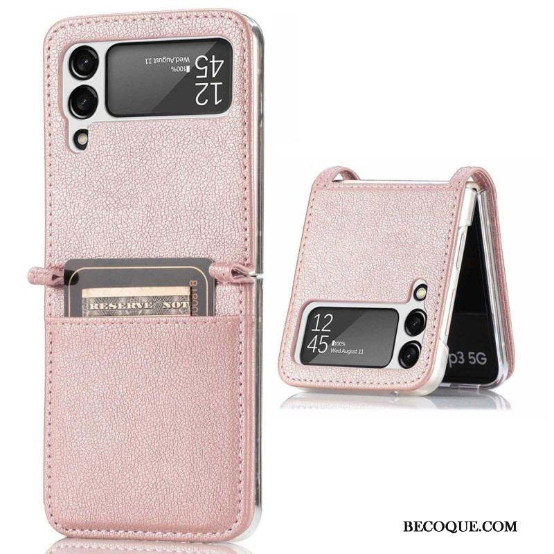 Coque Samsung Galaxy Z Flip 4 Style Cuir Litchi Porte-Carte